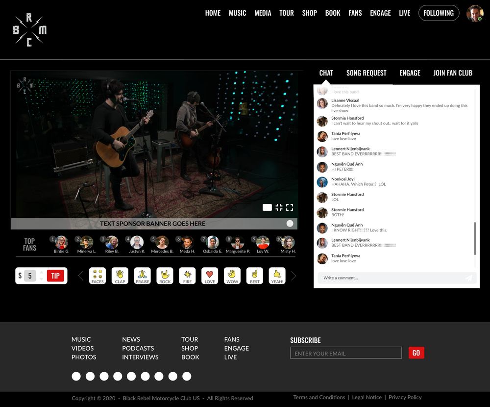 Live stream with fan chat