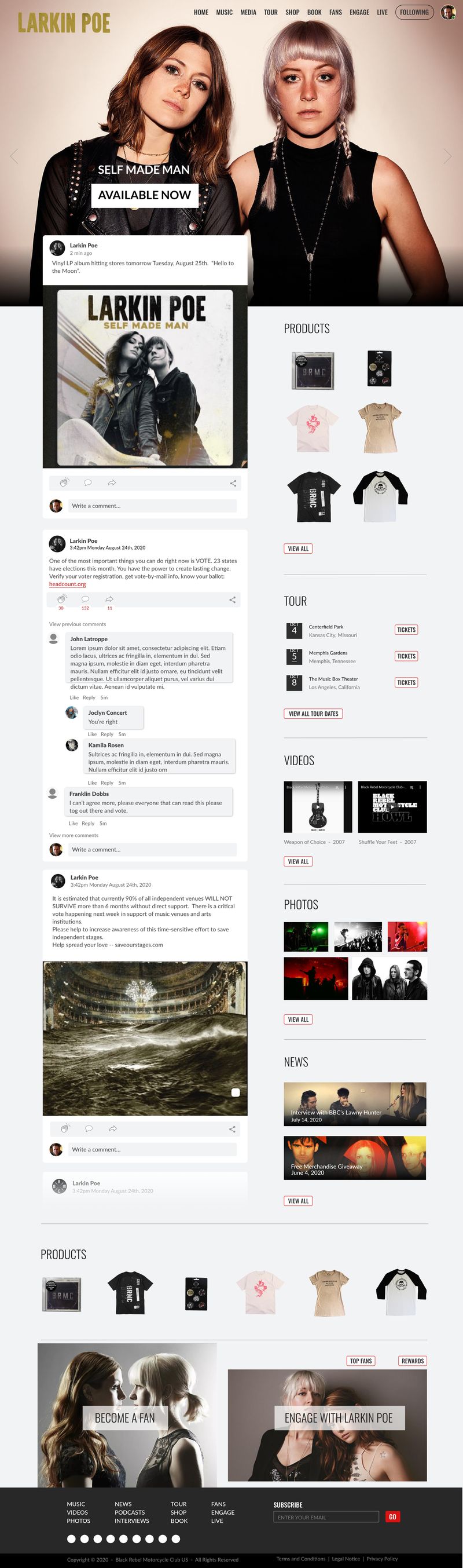 Larkin Poe .music artist website, full page