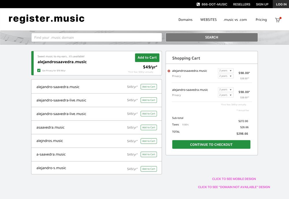 register.music domain search results