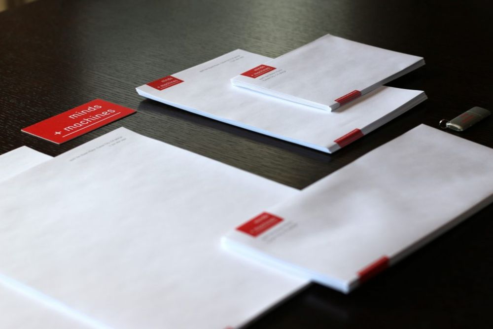Minds + Machines envelopes and cards