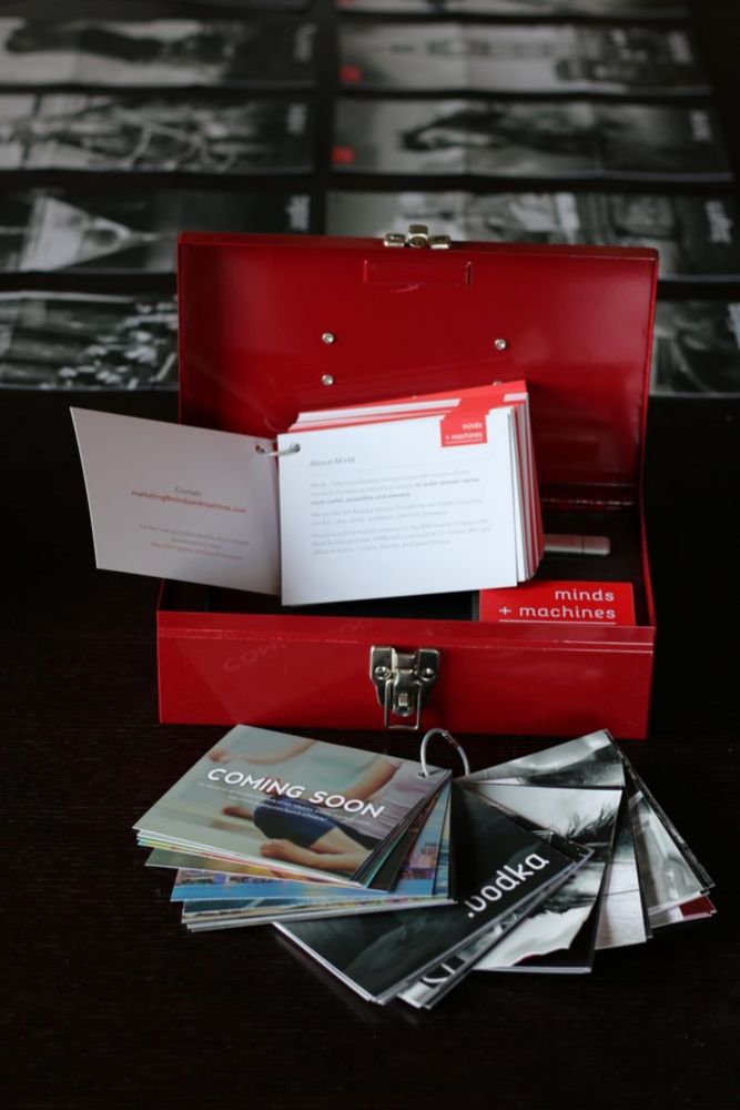 Minds + Machines press kit with cards