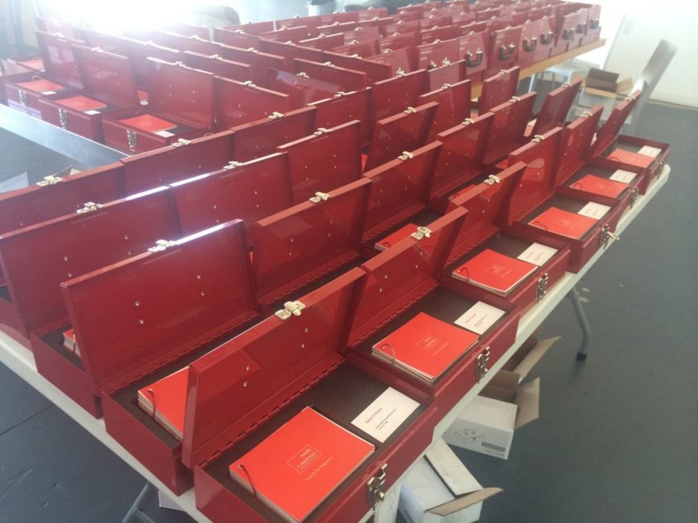 Minds + Machines press kits on auditorium seats