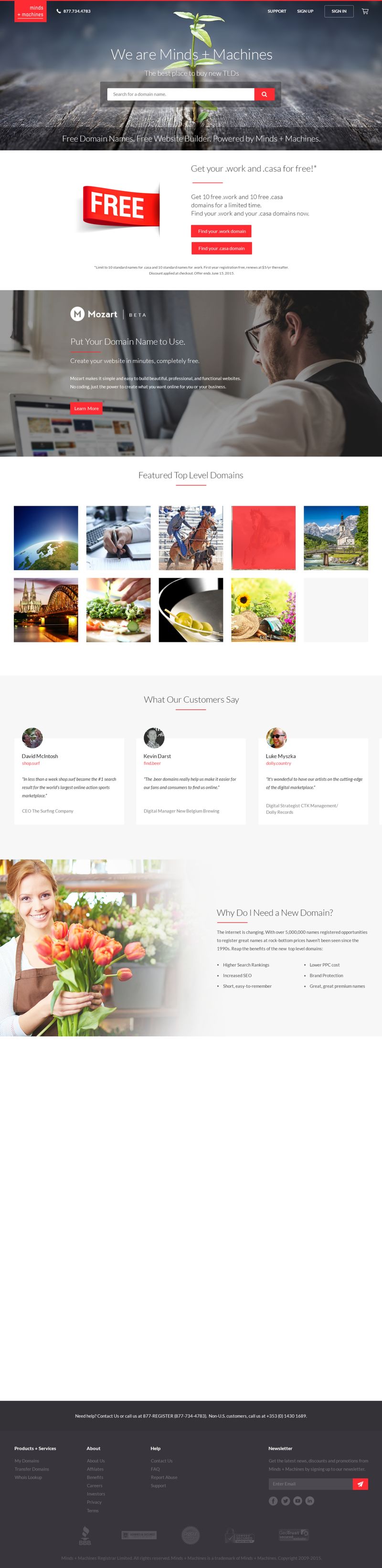 Registry landing page