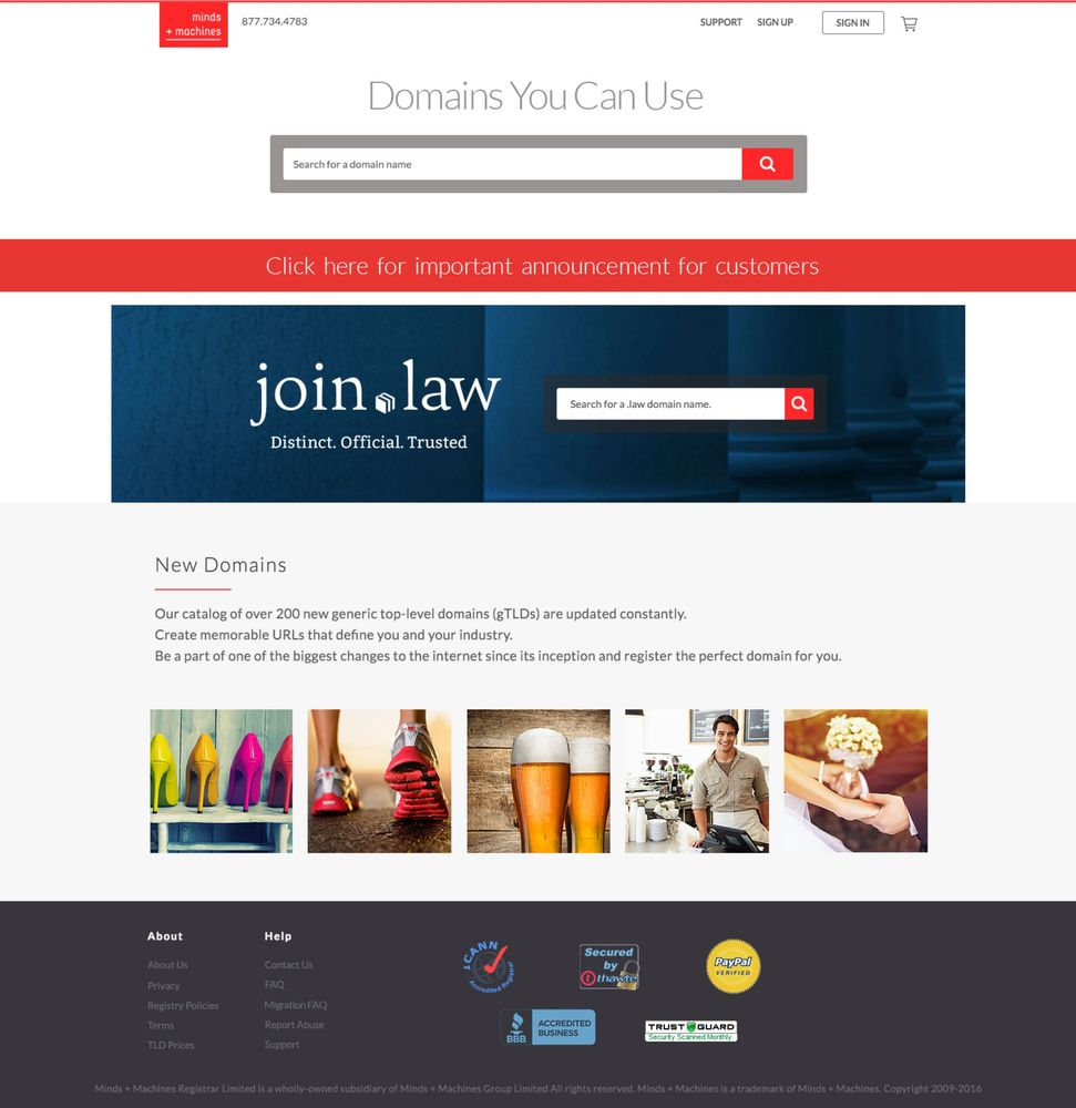 Domains You Can Use page