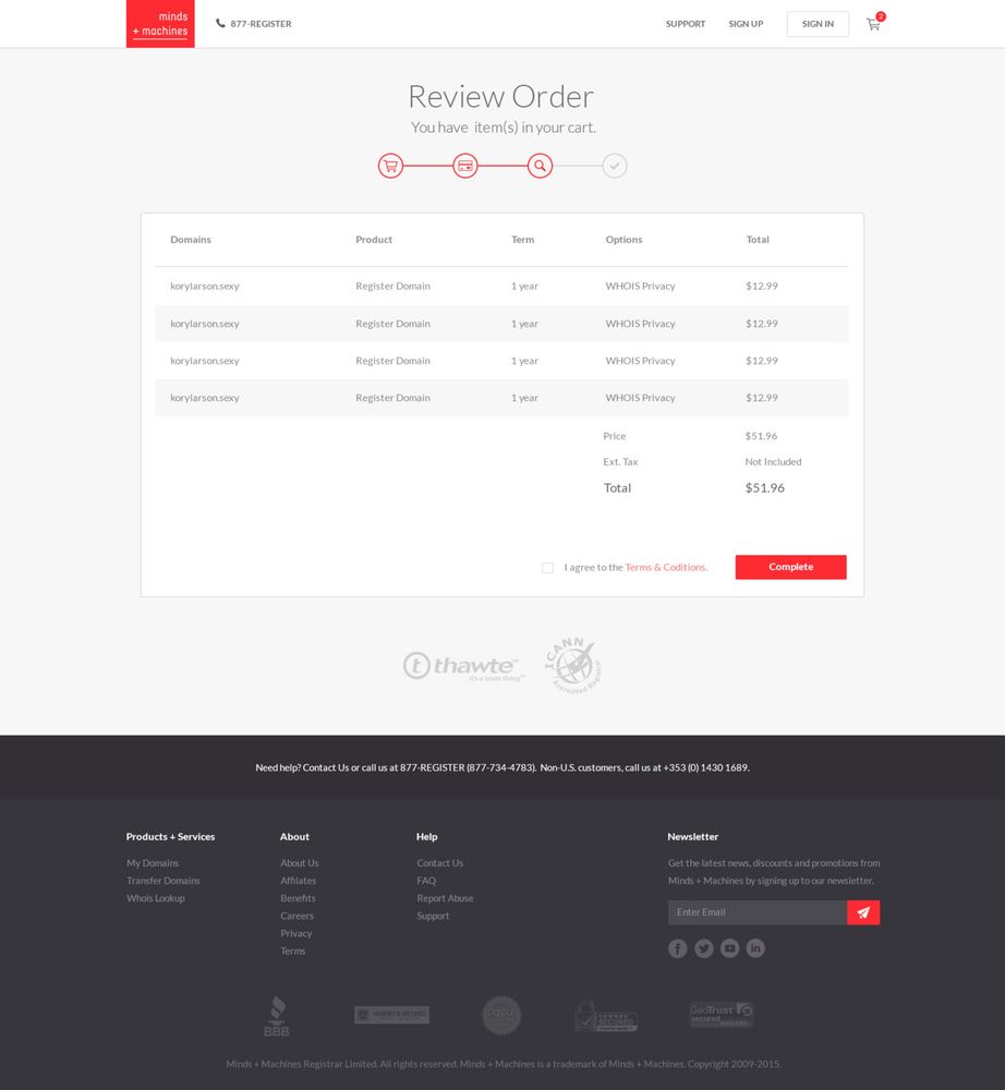 Review order page