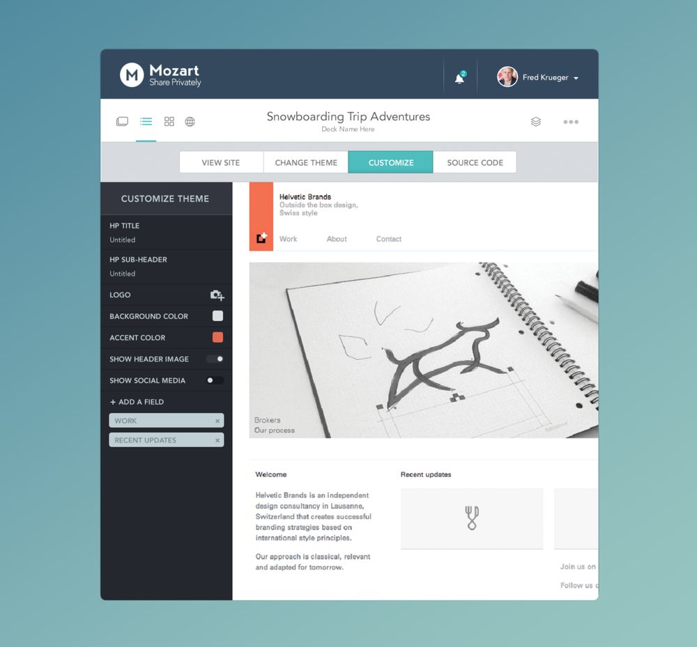 Mozart app, customize theme screen