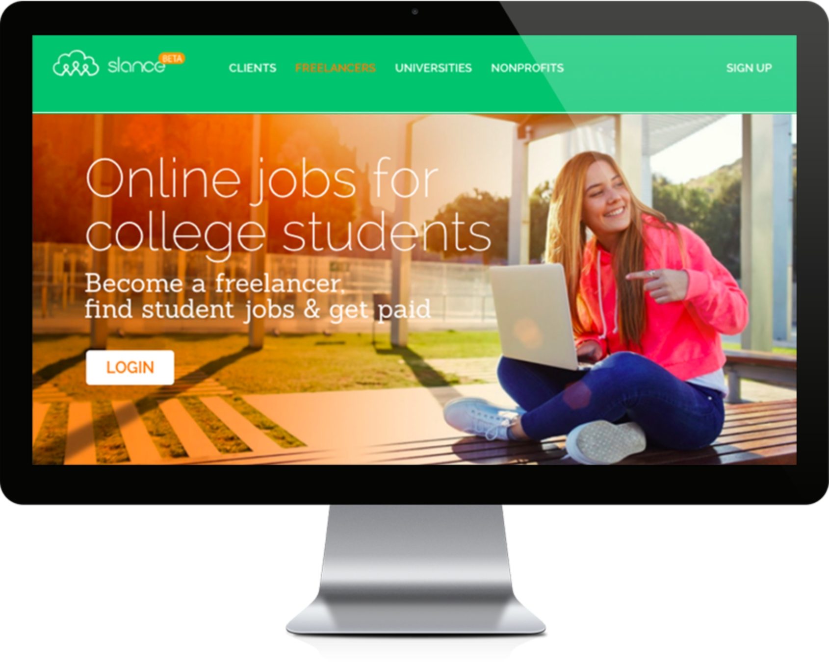 Slance home page for students