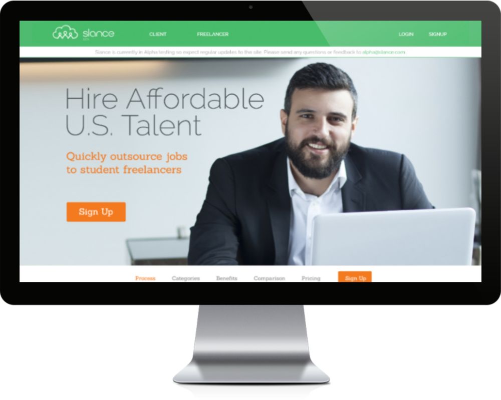 Slance home page for businesses hiring students