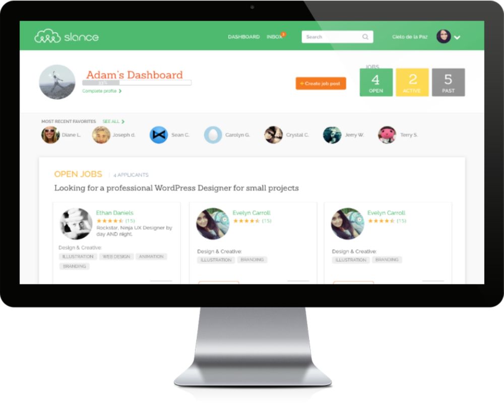 Slance client dashboard